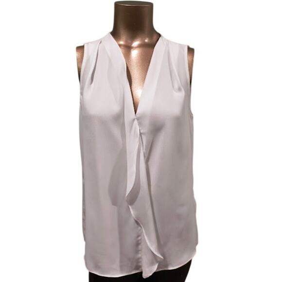 Kenneth Cole NY Sleeveless Lightweight Top with Ruffle, White, Sz S NWT - Picture 1 of 8